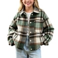 thumbnail image 1 of ShomPort Kids Little Boys Girls Plaid Shacket Flannel Long Sleeve Button Down Shirt Fall Winter Outwear 1-12 Years, 1 of 6