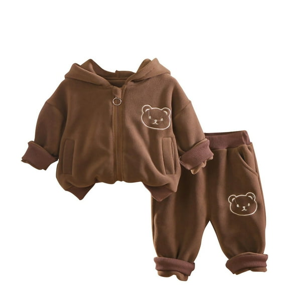 ShomPort Kids Sweatsuit Solid Color Long Sleeve Full Zip Hoodie and Sweatpants Toddler Sweatshirts Jackets Set