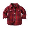 ShomPort Kids Toddler Boys Girls Plaid Flannel Shirt Jacket Collared Button Down Shacket Blouses with Pocket