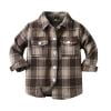 ShomPort Kids Toddler Boys Girls Plaid Flannel Shirt Jacket Collared Button Down Shacket Blouses with Pocket