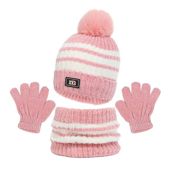 ShomPort Kids Winter Beanie Scarf Touchscreen Gloves Set Fleece Lining Hat Neck Warmer Glove 1-11Y