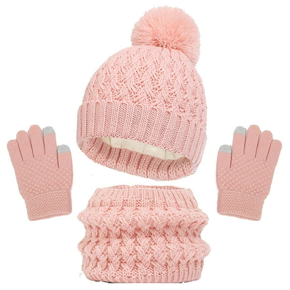 ShomPort Kids Winter Hat Scarf Gloves Set Warm Knit Thick Beanie Neck Warmer Gloves Set 1-6Y
