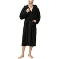 thumbnail image 1 of ShomPort Knee Length Sleepwear for Mens Cable Knit Tie Open Front Shawl Collared Robes with Hooded Comfort Soft Pockets Nightgown, 1 of 5