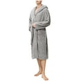 thumbnail image 1 of ShomPort Knee Length Sleepwear for Mens Cable Knit Tie Open Front Shawl Collared Robes with Hooded Comfort Soft Pockets Nightgown, 1 of 5