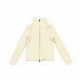 thumbnail image 1 of ShomPort Knitted Cardigans for Girls Double Zipper Stand Collared Long Sleeve Ribbed Soft Sweater Plain Fall Winter Cozy Coats, 1 of 2