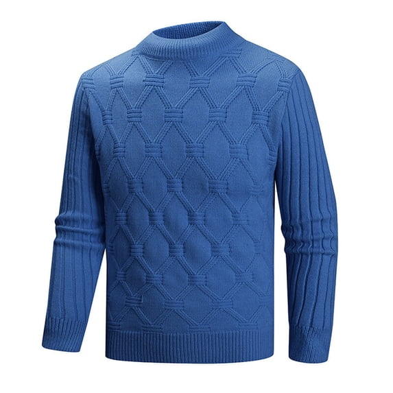 ShomPort Knitted Pullover for Men Crew Neck Ribbed Cuffs and Hem Texture Sweater Casual Stretch Workout Tops