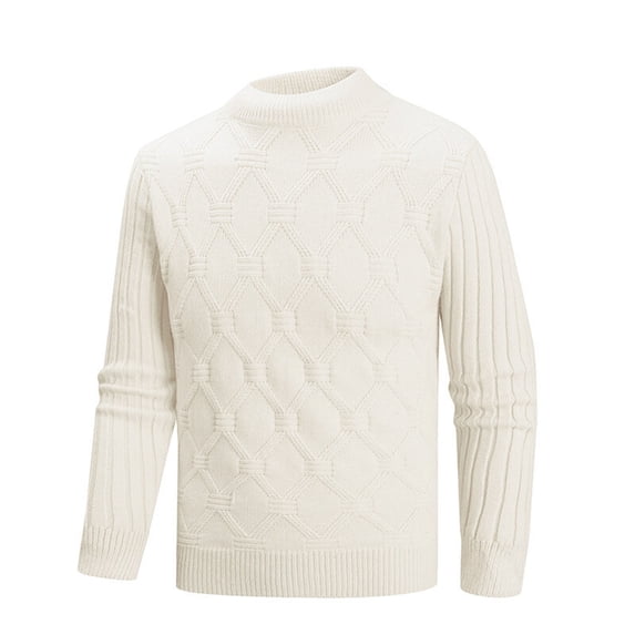 ShomPort Knitted Pullover for Men Crew Neck Ribbed Cuffs and Hem Texture Sweater Casual Stretch Workout Tops