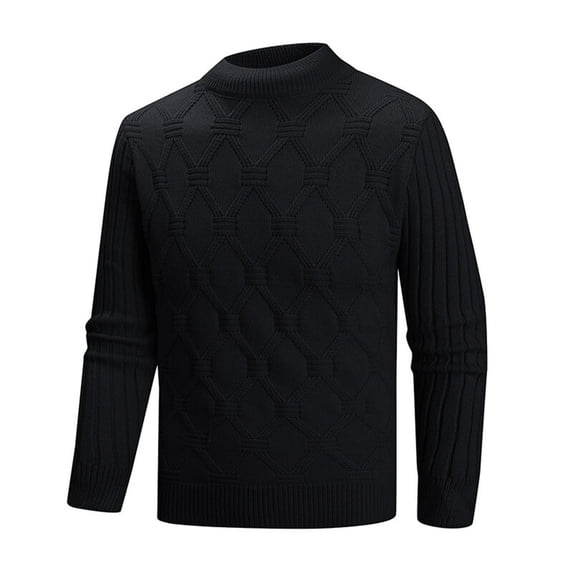 ShomPort Knitted Pullover for Men Crew Neck Ribbed Cuffs and Hem Texture Sweater Casual Stretch Workout Tops