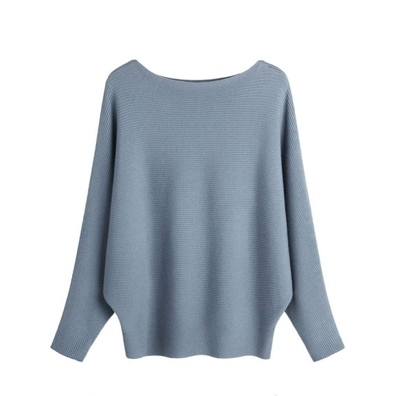ShomPort Knitted Pullover for Women Long Sleeve Round Neck Basic Sweaters Casual Loose Knitwear