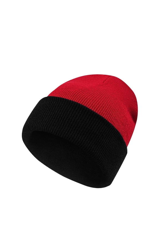 Knitted Ribbed Caps for Womens Unisex Ear-Protection Color Block Soft Elastic Fall Winter Ski Beanies Hats