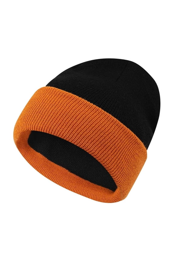 Knitted Ribbed Caps for Womens Unisex Ear-Protection Color Block Soft Elastic Fall Winter Ski Beanies Hats