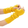 thumbnail image 1 of ShomPort Knitted Ribbed Long Gloves for Womens Fingerless Solid Color Winter Thermal Cozy Soft Trendy Outdoor Gloves, 1 of 4