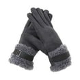 thumbnail image 1 of ShomPort Leather Gloves for Womens Windproof Touchscreen Fleece Cuff Keep Warm Winter Outdoor Trendy Gloves, 1 of 3