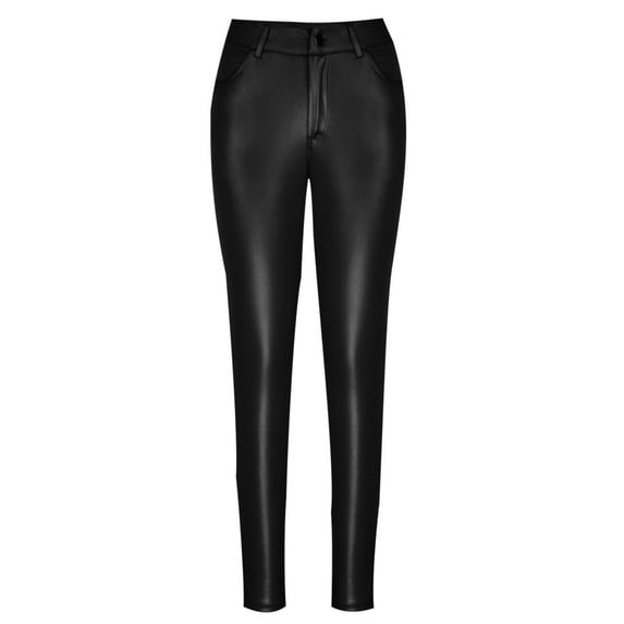 ShomPort Leather Pants for Women High Waist Solid Color Slimming Pencil Pants Dress Suit Pants