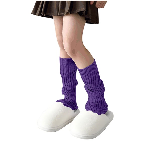 ShomPort Leg Warmers for Kids Girl Slouchy Solid Color Warm Knit Winter Fall Yoga School Loose Socks 5-16 Years