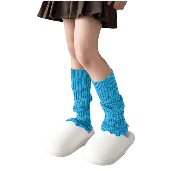 ShomPort Leg Warmers for Kids Girl Slouchy Solid Color Warm Knit Winter Fall Yoga School Loose Socks 5-16 Years