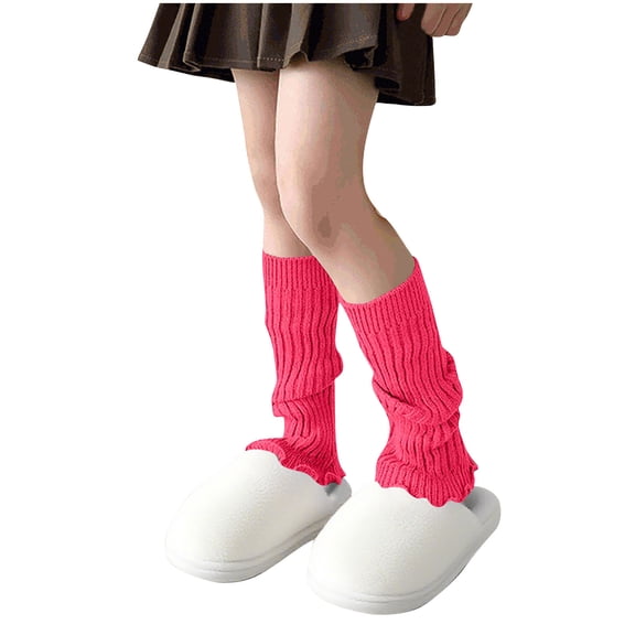 ShomPort Leg Warmers for Kids Girl Slouchy Solid Color Warm Knit Winter Fall Yoga School Loose Socks 5-16 Years