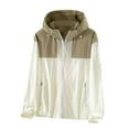 thumbnail image 1 of ShomPort Lightweight Raincoat Hooded Color Block Long Sleeve Sunproof Waterproof Rain Jacket for Men Women, 1 of 3