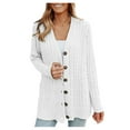 thumbnail image 1 of ShomPort Long Sleeve Cable Knit Long Cardigan for Women Fall Winter Warm Open Front Button down Sweaters, 1 of 7