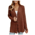 thumbnail image 1 of ShomPort Long Sleeve Cable Knit Long Cardigan for Women Fall Winter Warm Open Front Button down Sweaters, 1 of 7