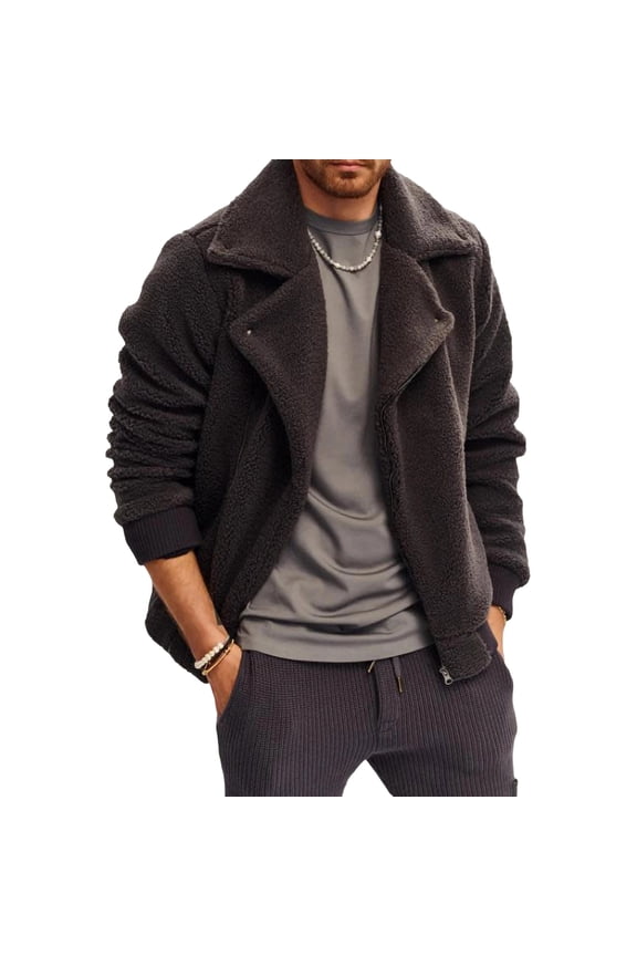 Long Sleeve Coats for Mens Turn Down Open Front Half Zip Long Sleeve Lightweight Jackets Vintage Fall Winter Warm Cardigans