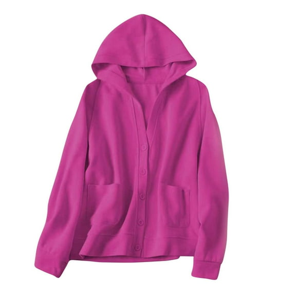 ShomPort Long Sleeve Coats for Womens Half Button Open Front Cotton Cardigans with Hooded Solid Color Lightweight Soft Jackets