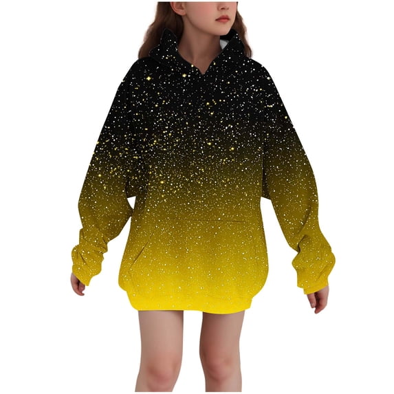 ShomPort Long Sleeve Hoodies for Baby Kids Gradient Color Trendy Sweatshirt Oversized Fall Winter Pullover Pocket Tops