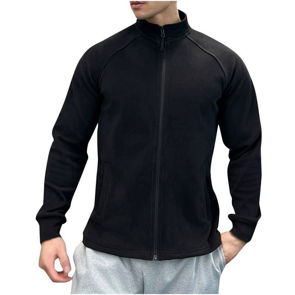 ShomPort Long Sleeve Jackets for Mens Mock Neck Raglan Sleeve Full Zipper Solid Color Lightweight Coats Athletic Running Outwear