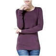 thumbnail image 1 of ShomPort Long Sleeve Nursing Tops for Maternity Round Neck Basic Tees Lightweight Double Layer Pullover Breastfeeding Blouses, 1 of 8