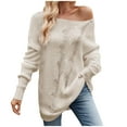 thumbnail image 1 of ShomPort Long Sleeve Sweaters for Women off the Shoulder Loose Oversized Pullover Tunic Tops, 1 of 9