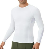 ShomPort Long Sleeve T-Shirt for Men High Elasticity Solid Color Crewneck Athletic Undershirt Breathable Base Layer Tops