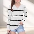 thumbnail image 1 of ShomPort Long Sleeved T-Shirt for Toddler Children Striped V-Neck Undershirt Lightweight Loose Tops Trendy Breathable Tees, 1 of 7