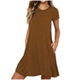 thumbnail image 1 of ShomPort Loungewear Dress for Women Comfy Short Sleeve Crew Neck Loose Sleep Shirt Dresses with Pockets, 1 of 7