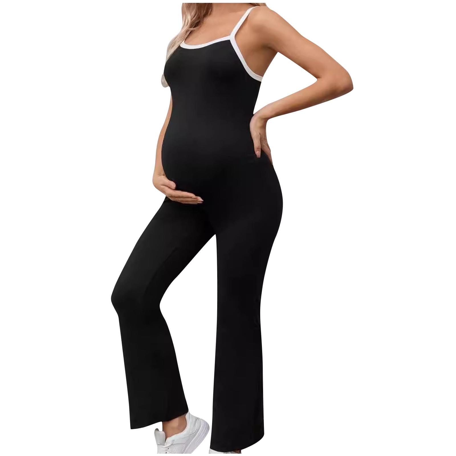 Casual Loose V-neck Short Sleeve Solid Color Pregnant Women's Jumpsuit