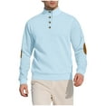 thumbnail image 1 of ShomPort Men's Casual Shirt Knitted Striped Long Sleeve Stand Collar Button Blouses Pullover Office Tops, 1 of 8