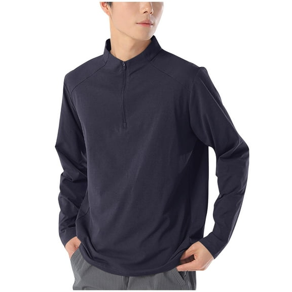 ShomPort Men's Casual Shirt Quarter Zip Long Sleeve Mock Neck Breathable Sportswear Lightweight Pullover Tops