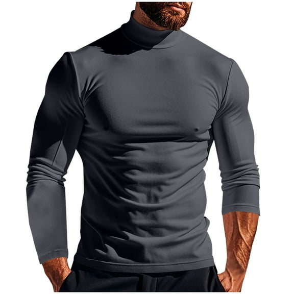 ShomPort Men's Casual Undershirt Half Mock Neck Basic Long Sleeve Trendy Pullover Sports Tops