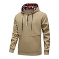 thumbnail image 1 of ShomPort Men's Long Sleeve Quarter Zip Sweatshirt Drawstring Plaid Lining Loose Shirts Plain Sports Fall Winter Hoodies, 1 of 8
