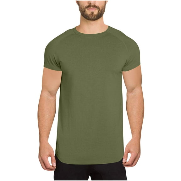 ShomPort Men's Round Neck Short Sleeve Shirts Solid Color Sport Train Tops Breathable