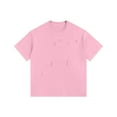 thumbnail image 1 of ShomPort Men's Short Sleeve T-Shirts Classic Short Sleeve Crewneck Tops Casual Holes Ripped Oversized Shirts, 1 of 2