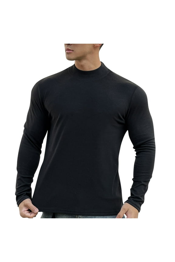 Mens Athletic T-Shirt Long Sleeve Basic Round Neck Undershirt Office Pullover Lightweight Stretch Tee Shirt