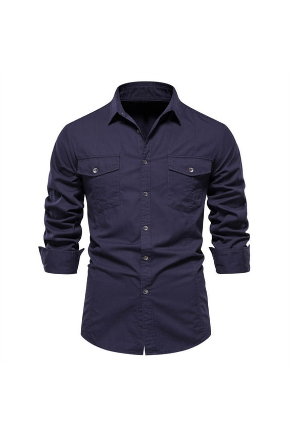 Mens Button down Long Sleeve Lapel Shirts Dress Shirts Business Work Casual T-Shirts
