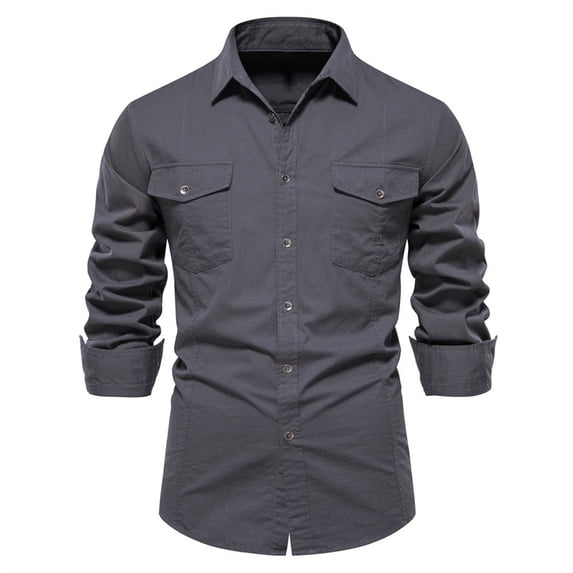 ShomPort Mens Button down Long Sleeve Lapel Shirts Dress Shirts Business Work Casual T-Shirts