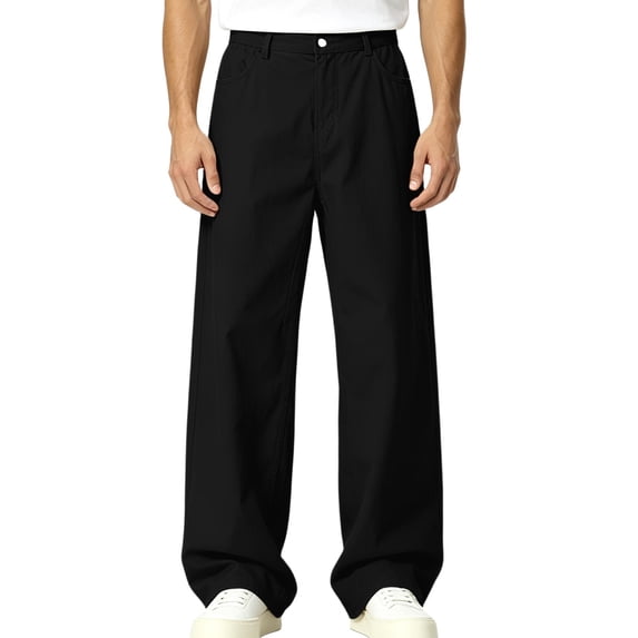 ShomPort Mens Casual Dress Pants Wide Leg Flat Front Relaxed Fitted Business Daily Work Trousers