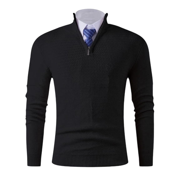 ShomPort Mens Casual Shirts Quarter Zip Up Long Sleeve Stand Collar Pullover Dressy Classic Office Tops