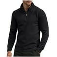 thumbnail image 1 of ShomPort Mens Fleece Sweatshirt Casual Quarter Zip Stand Collar Long Sleeve Solid Color Shirt Casual Thermal Base Layer Tops, 1 of 5