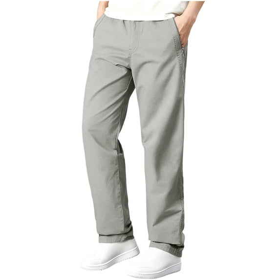 ShomPort Mens Golf Pants with Zip Pockets Big and Tall Loose Trousers Straight Leg Casual Work Pant