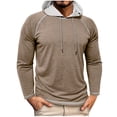 thumbnail image 1 of ShomPort Mens Hoodies Raglan Sleeve Drawstring Lightweight Athletic Pullover Shirts Outdoor Basic Hooded Sweatshirts, 1 of 7