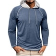 thumbnail image 1 of ShomPort Mens Hoodies Raglan Sleeve Drawstring Lightweight Athletic Pullover Shirts Outdoor Basic Hooded Sweatshirts, 1 of 7