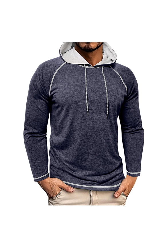 Mens Hoodies Raglan Sleeve Drawstring Lightweight Athletic Pullover Shirts Outdoor Basic Hooded Sweatshirts